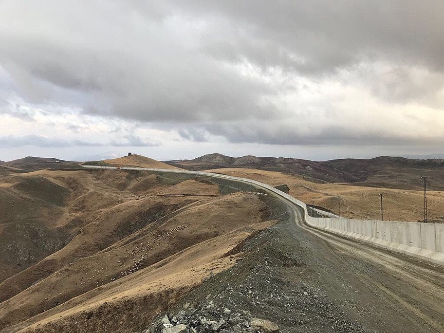 Wall built by Turkey on his border with Syria. It's total length 350 mi (564 km) in june 2018