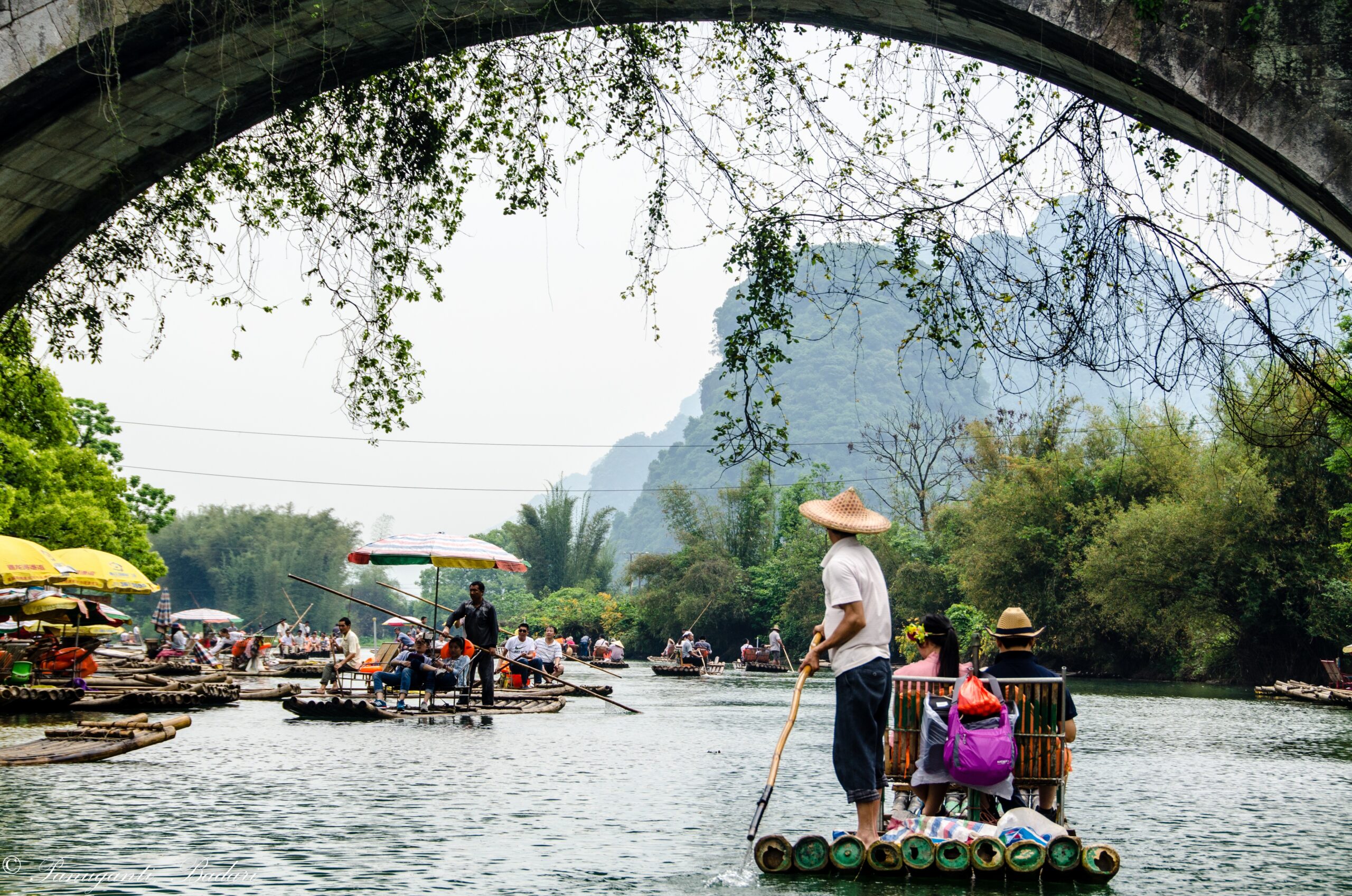 Bamboo rafts in Yongshuo, Guilin, China