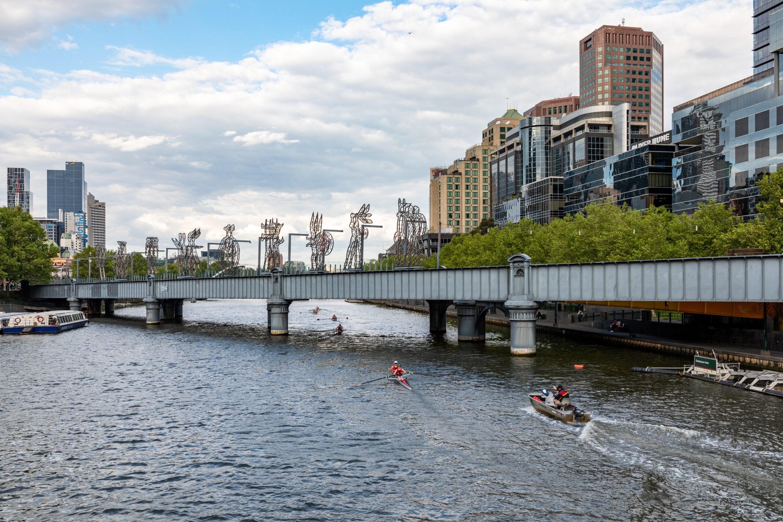 Sandridge Bridge (from Queens Bridge) and Yarra River, Melbourne, Victoria, Australia