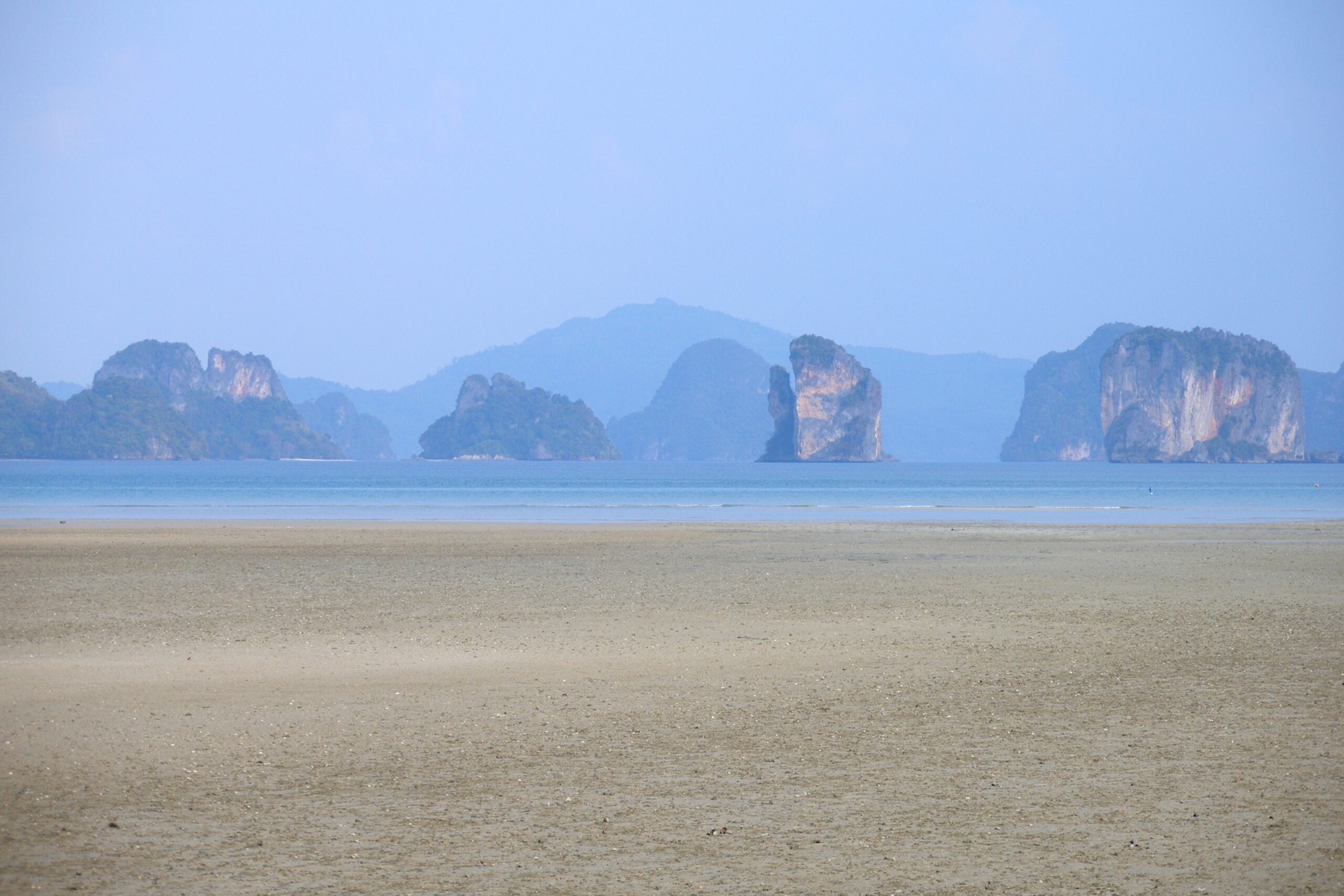 Limestone formations as seen from Koh Yao Noi island. Phang Nga Bay has a beautiful landscape with many limestone islands. Koh Yao Noi (island), Phang Nga Bay, Thailand.