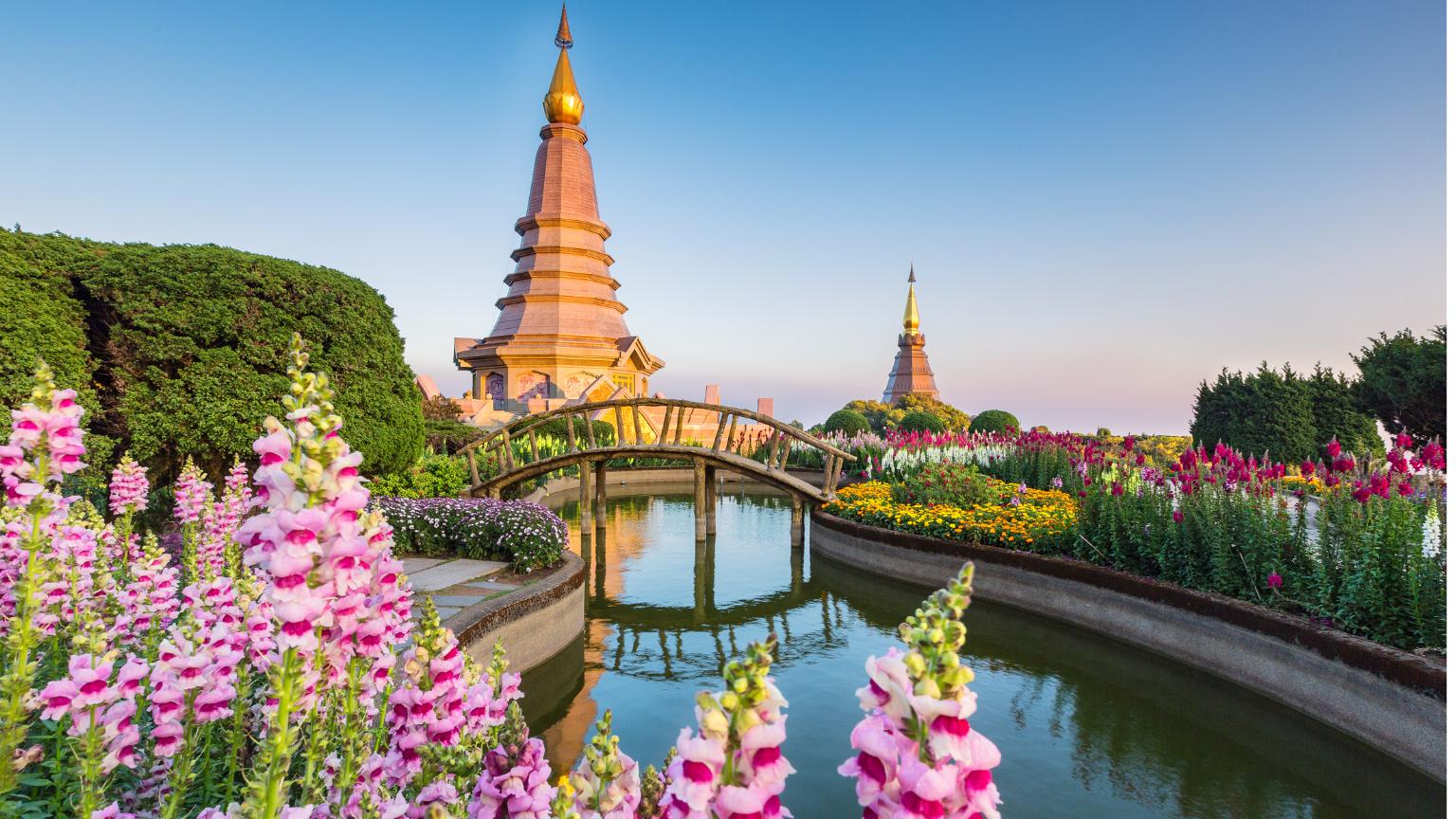 Thailand Water Temple Garden Bridge