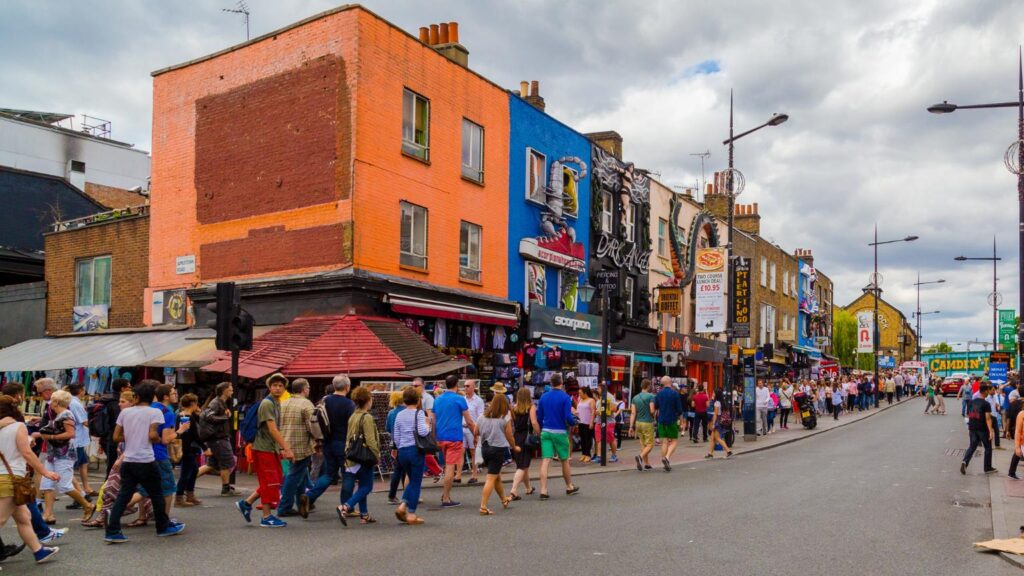 Camden Maine High Street Main Buildings People Parade