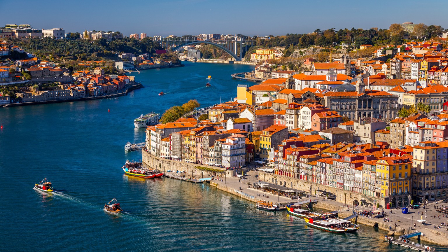 Porto Portugal River Boats Town